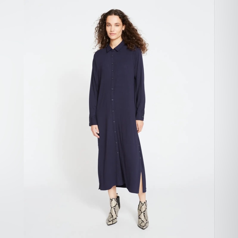 Universal Standard Sally Liquid Jersey Shirt Dress in Blue Size 10/12